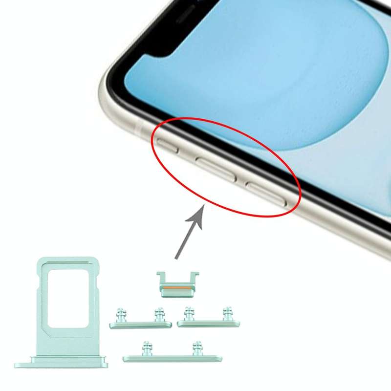 SIM Card Tray + Side Key for iPhone 11(Green)