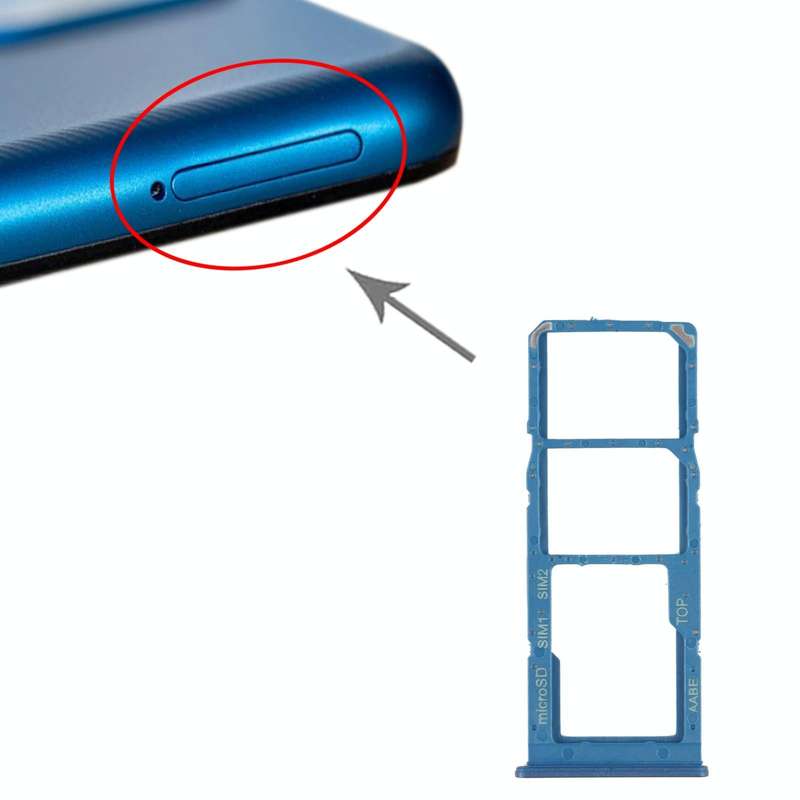 For Samsung Galaxy A12 SM-A125 SIM Card Tray + SIM Card Tray + Micro SD Card Tray (Blue)