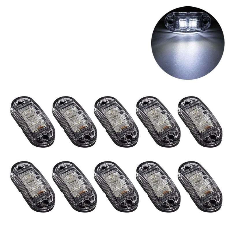 10 PCS Car Truck Trailer Piranha LED Side Marker Indicator Lights Bulb Lamp(White Light)