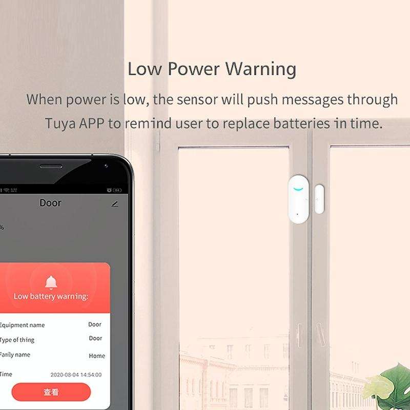 Tuya WiFi Door Magnetic Sensor Remote Intelligent Linkage Doors Windows Switch Anti-alarm APP Rem...