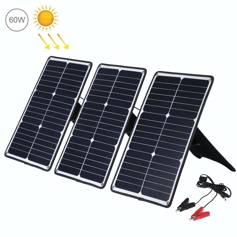 HAWEEL 3 PCS 20W Monocrystalline Silicon Solar Power Panel Charger, with USB Port & Holder & Tige...