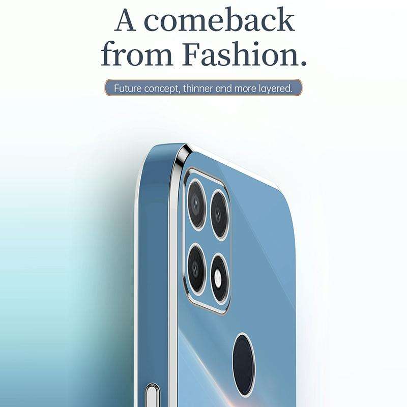 For OPPO A15 XINLI Straight 6D Plating Gold Edge TPU Shockproof Case(Celestial Blue)