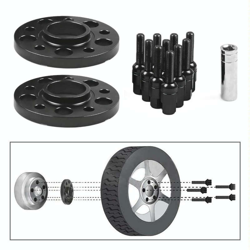 For Mercedes-Benz 15mm Car Modified Wheel Hub Flange Center Wheel Spacer with M12x1.5 Screws (Black)