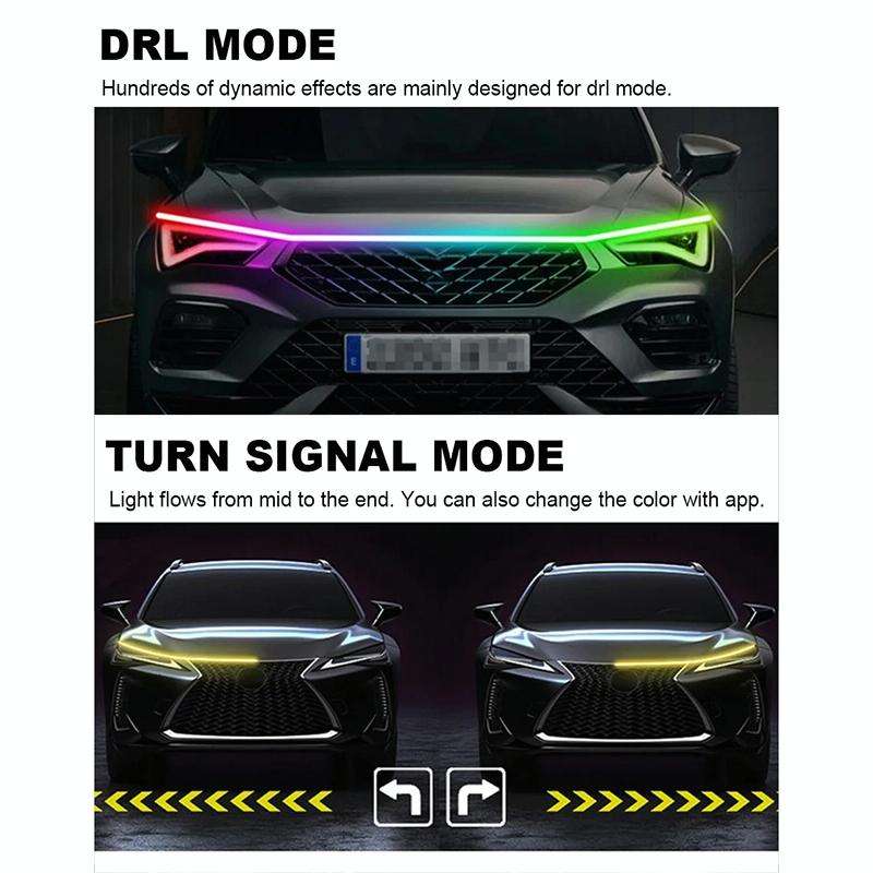Car Startup Scan Through Hood LED Daytime Running Atmosphere Light, APP Control, Length:1.8m(Symp...