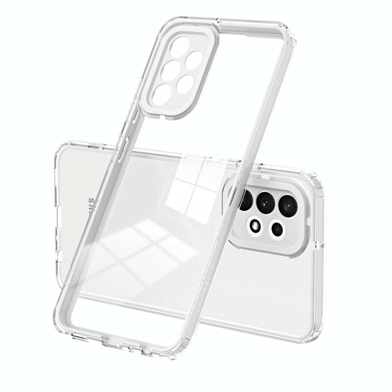 For Samsung Galaxy A23 4G 3 in 1 Clear TPU Color PC Frame Phone Case(White)