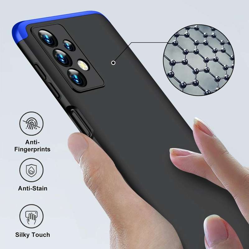 For Samsung Galaxy A23 GKK Three Stage Splicing Full Coverage PC Phone Case(Black Blue)