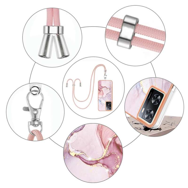 For OPPO A57 4G/A77 5G Taiwan/K10 5G Global Electroplating Marble Dual-side IMD Phone Case with L...