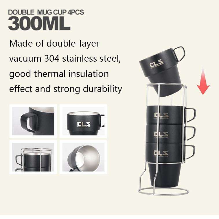 CLS 4 in 1 Outdoor 304 Stainless Steel Camping Cup(300ml)