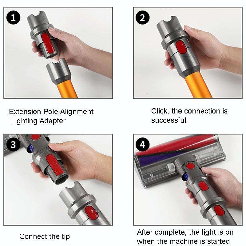 For Dyson V7 V8 V10 V11 V15 Vacuum Cleaner Suction Head Adapter with LED Light