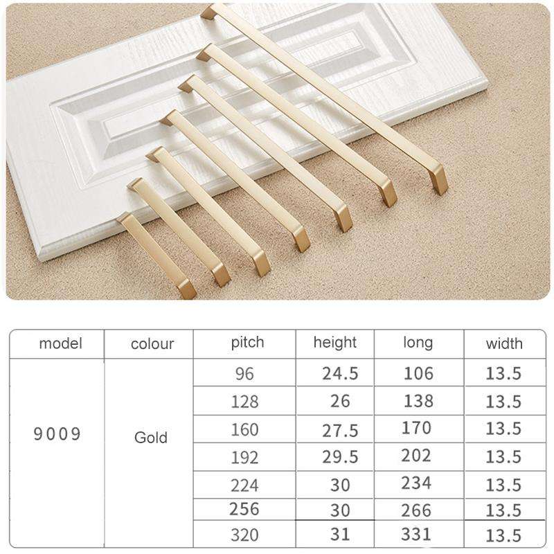 9009-320 Modern Simple Cabinet Door Handle Drawer Wardrobe Zinc Alloy Handle(Gold)