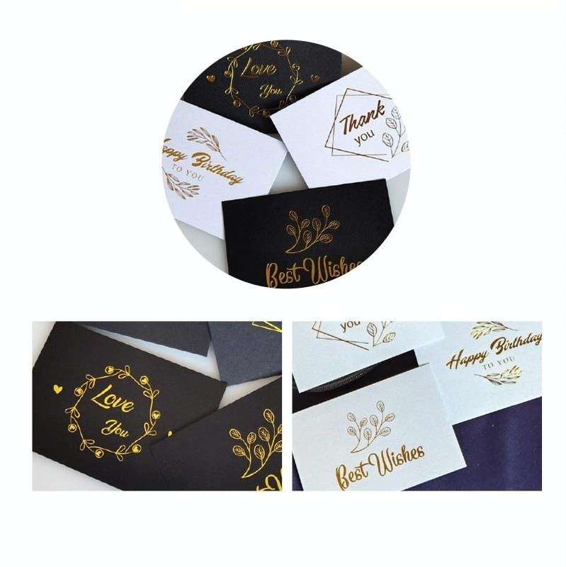 100 PCS Wedding Blessing Card Thank You Message Gift Decoration Card Bronzing Flower Greeting Car...
