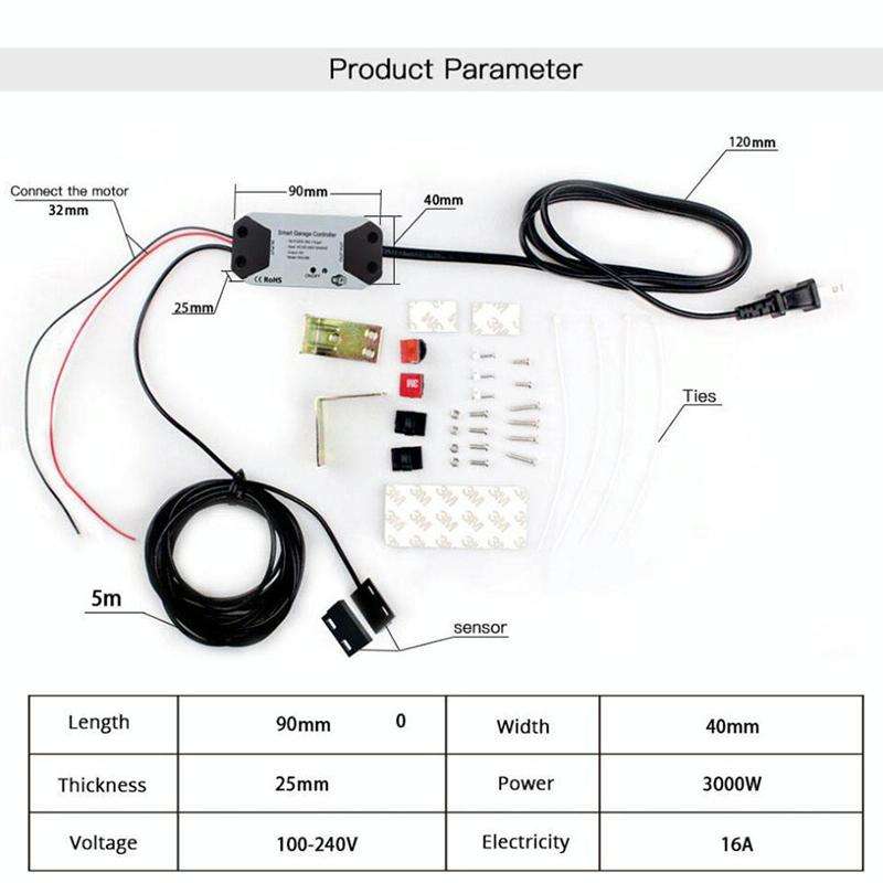 Tuya APP Remote Control WIFI Smart Garage Door Controller, Specification: UK Plug
