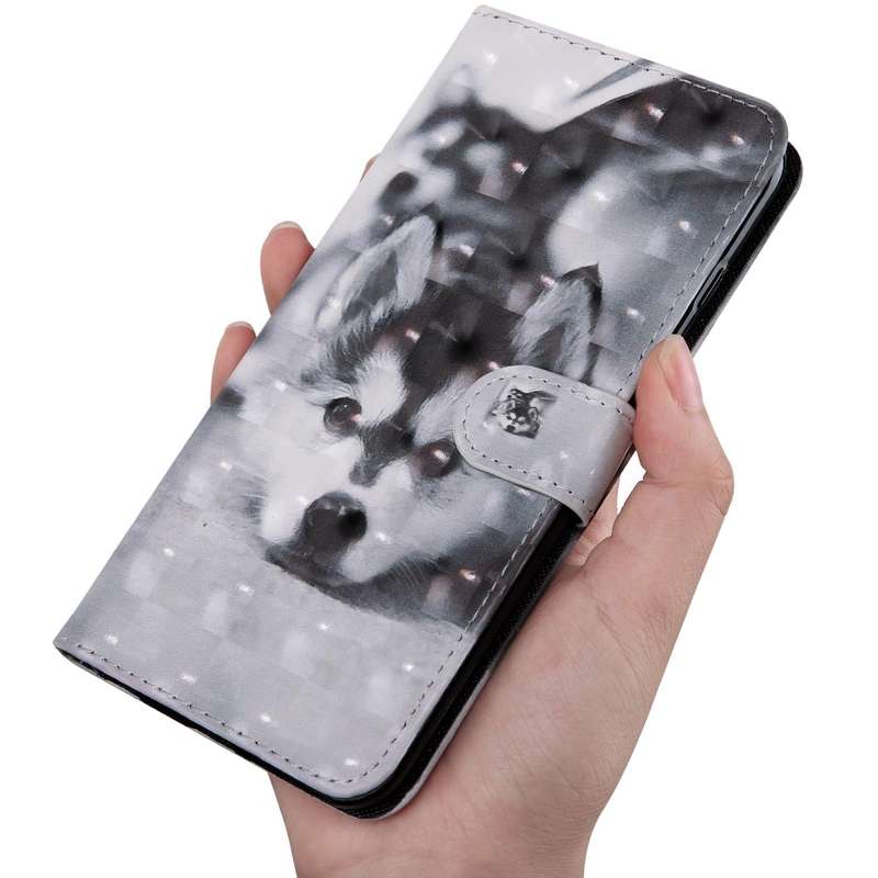 For Xiaomi Redmi 10C Global 3D Painted Pattern Leather Phone Case(Husky)