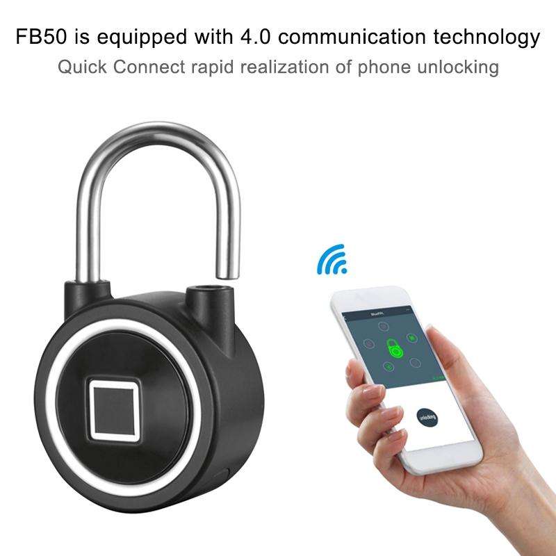 Waterproof Intelligent Bluetooth Fingerprint Padlock Remote Unlocking for iOS / Android(Silver)