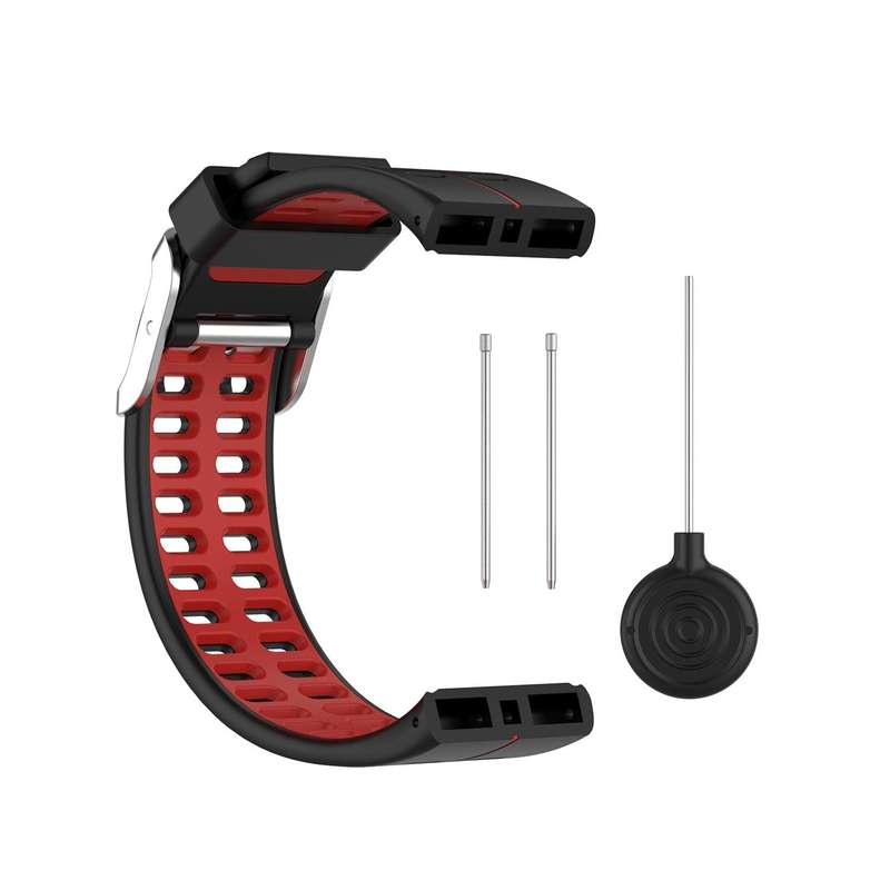 For Polar V800 GPS Smart Watch Two-color Steel Buckle Watch Band(Black+Red)