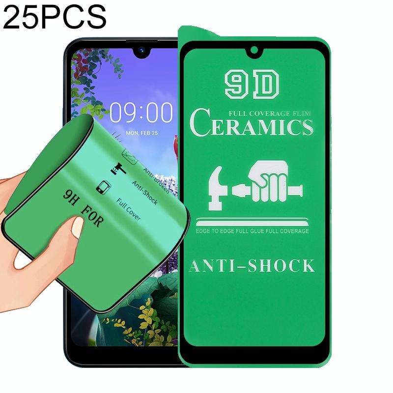For LG Q60 25 PCS 9D Full Screen Full Glue Ceramic Film