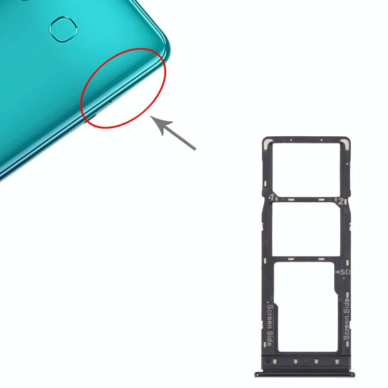 For Infinix Zero 8 X687 SIM Card Tray + SIM Card Tray + Micro SD Card Tray (Black)