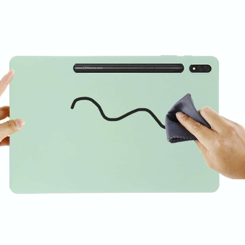 For Samsung Galaxy Tab S8+/Tab S7+/Tab S7 FE Pure Color Liquid Silicone Shockproof Full Coverage ...