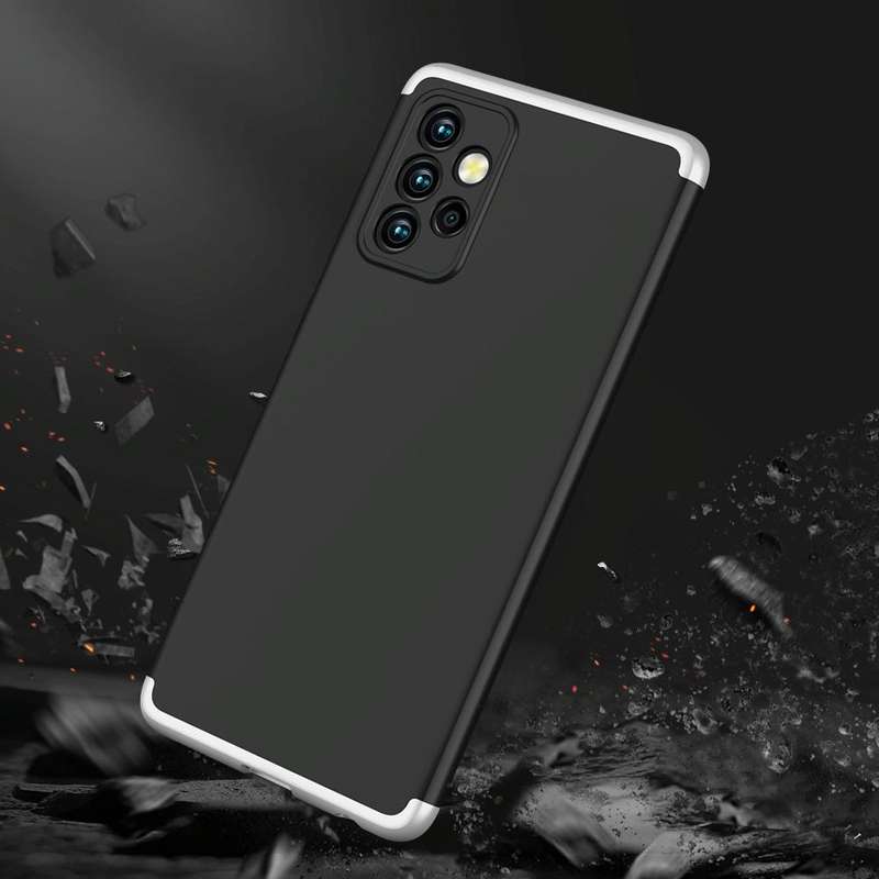 For Samsung Galaxy A72 5G / 4G GKK Three Stage Splicing Full Coverage PC Case(Black Silver)