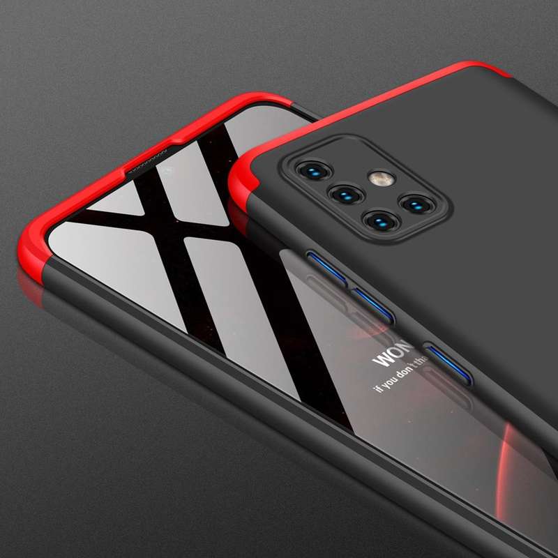 For Samsung Galaxy A51 GKK Three Stage Splicing Full Coverage PC Protective Case(Black Red)