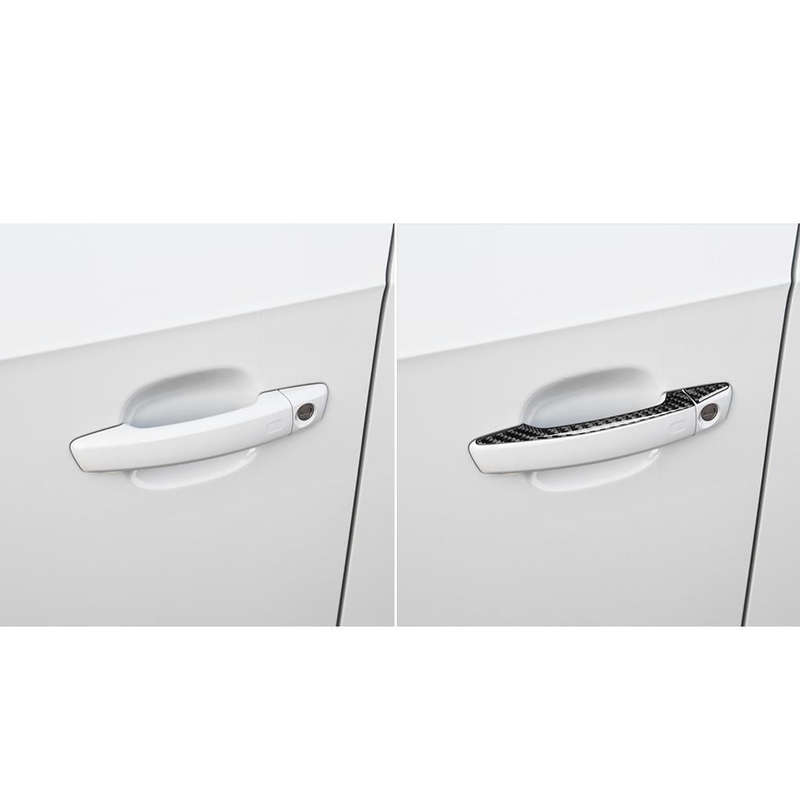 4 PCS Car Carbon Fiber Door Outside Handle Decorative Sticker for Audi A3 2014-2019, Left and Rig...