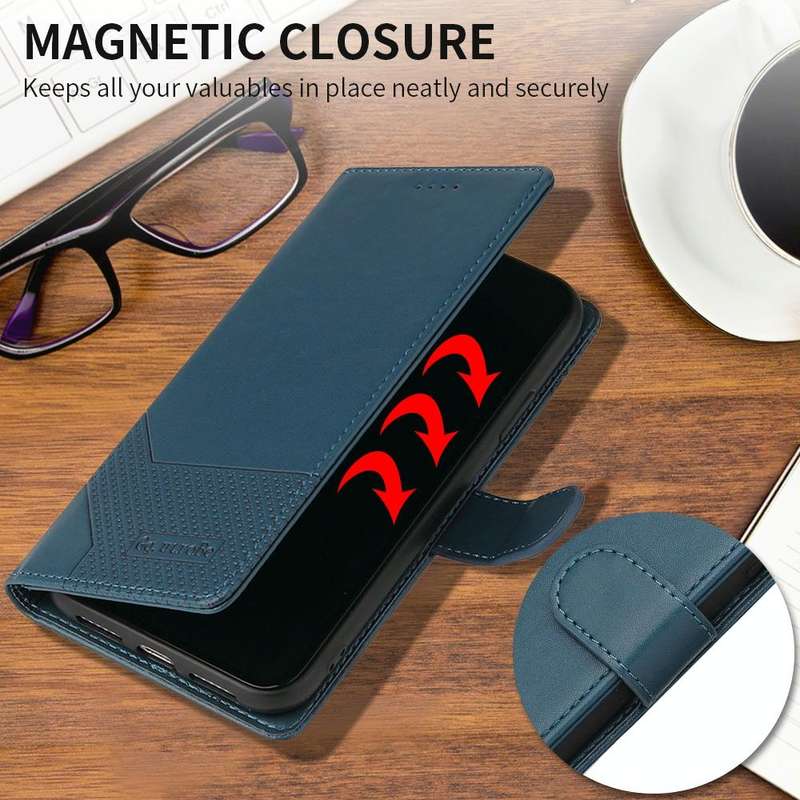 For Huawei P30 Lite GQUTROBE Skin Feel Magnetic Leather Phone Case(Blue)