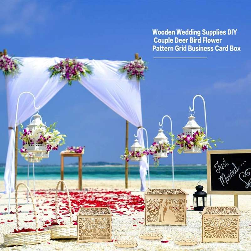 DIY Wooden Beautiful Wedding Card Box Gift Decoration Box, Size:Small