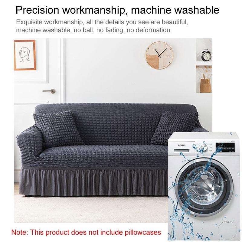 Living Room Stretch Full Coverage Skirt Style Sofa Cover, Size: Double M 145-185cm(One-color Wine...