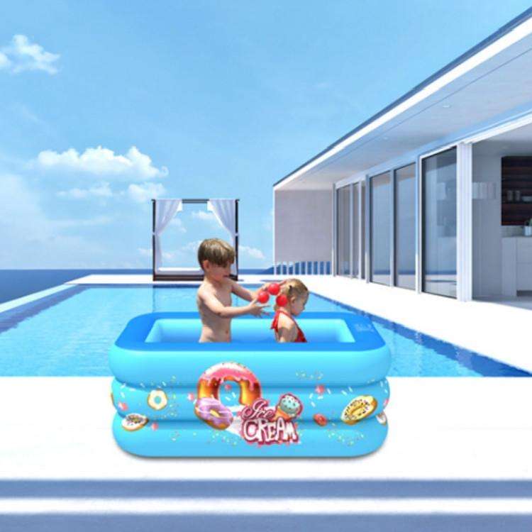 Household Indoor and Outdoor Ice Cream Pattern Children Square Inflatable Swimming Pool, Size:130...
