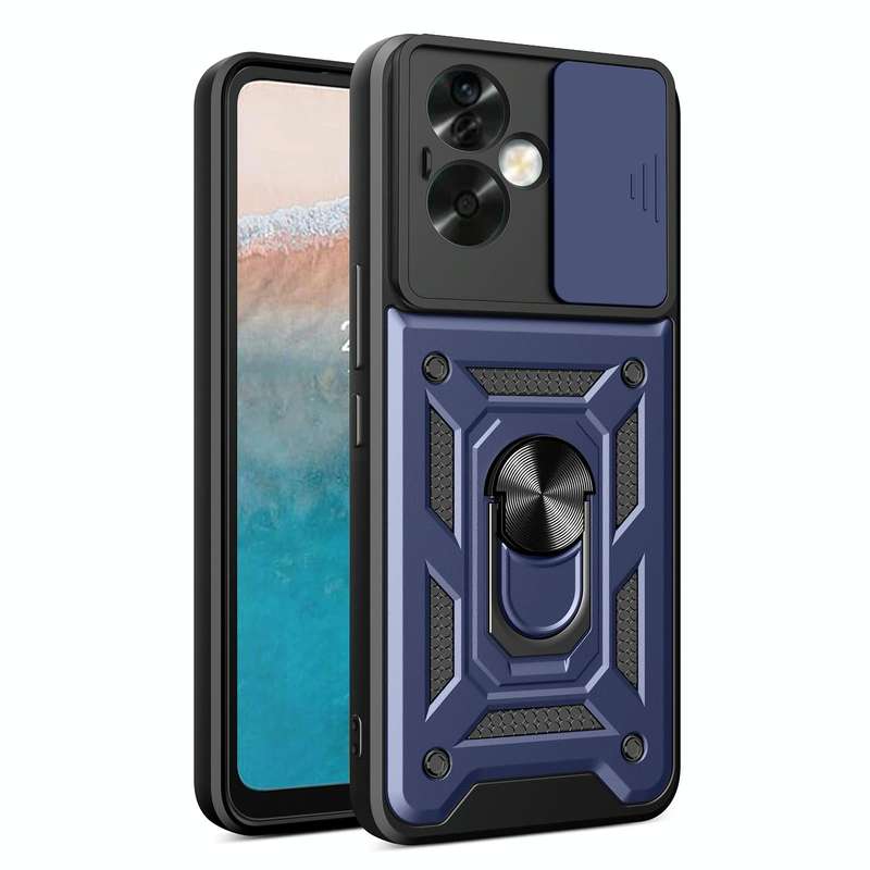 For OPPO A79 5G Global Sliding Camera Cover Design TPU Hybrid PC Phone Case(Blue)