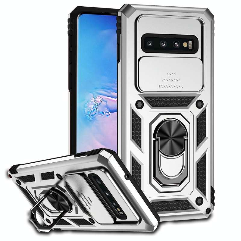 For Samsung Galaxy S10+ Sliding Camshield Holder Phone Case(Silver)