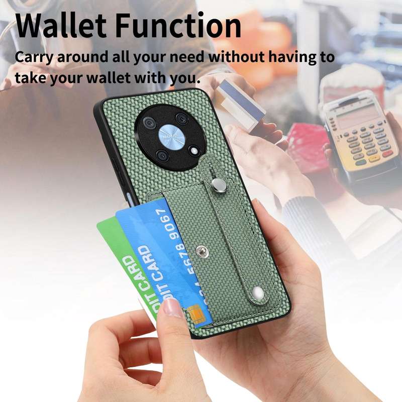 For Huawei Nova Y90 Wristband Kickstand Card Wallet Back Cover Phone Case with Tool Knife(Khaki)