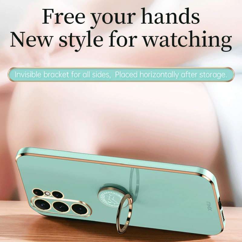 For Samsung Galaxy S24 Ultra 5G XINLI Straight Edge 6D Electroplate TPU Phone Case with Ring Hold...