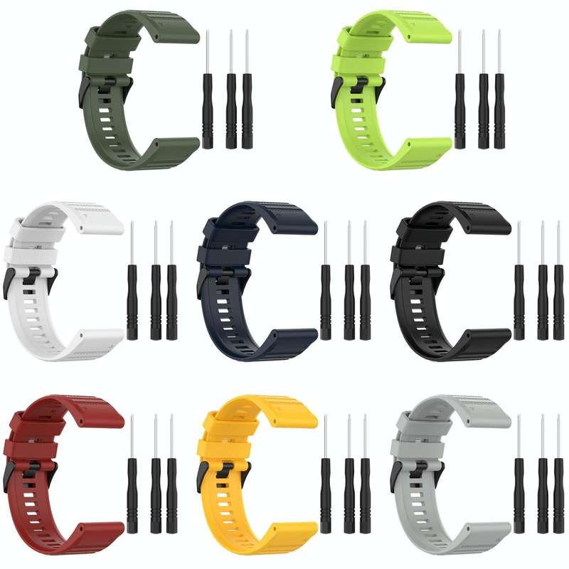 For Garmin Approach S62 22mm Horizontal Texture Silicone Watch Band with Removal Tool(Grey)