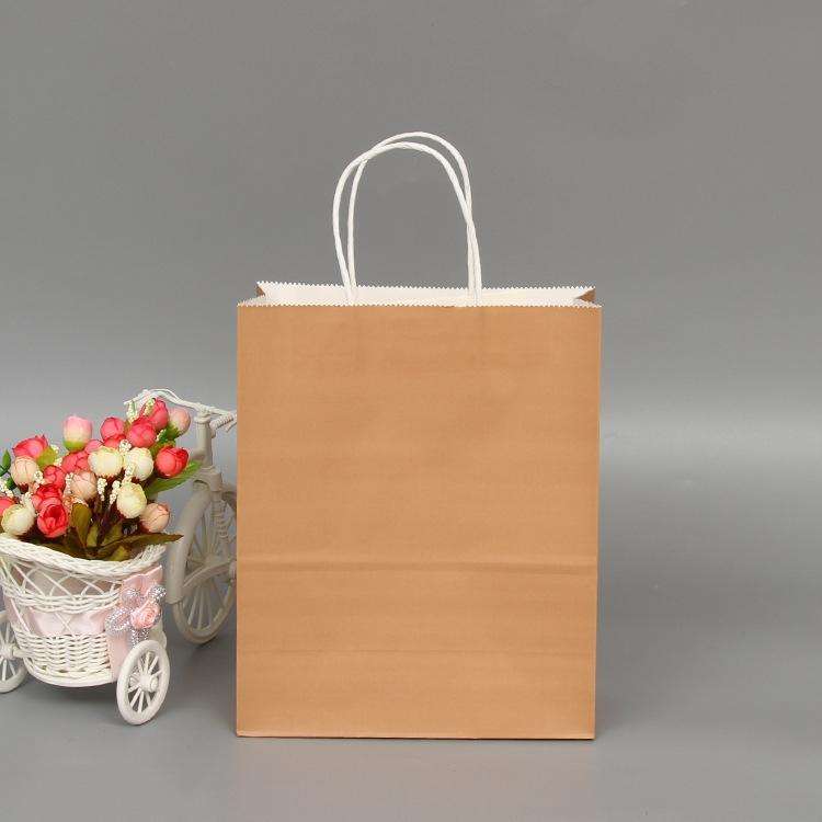 10 PCS Elegant Kraft Paper Bag With Handles for Wedding/Birthday Party/Jewelry/Clothes, Size:12x1...