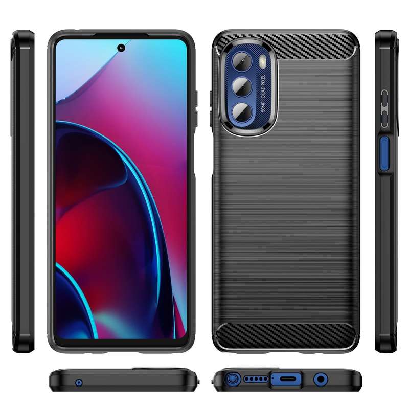 For Motorola Moto G Stylus 5G 2022 Brushed Texture Carbon Fiber TPU Phone Case(Black)