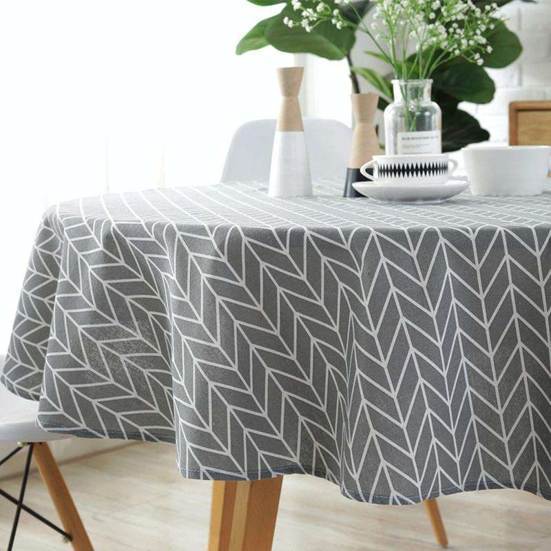Polyester Cotton Round Tablecloth Dust-proof Cotton and Linen Printing Tablecloth, Diameter:150cm...