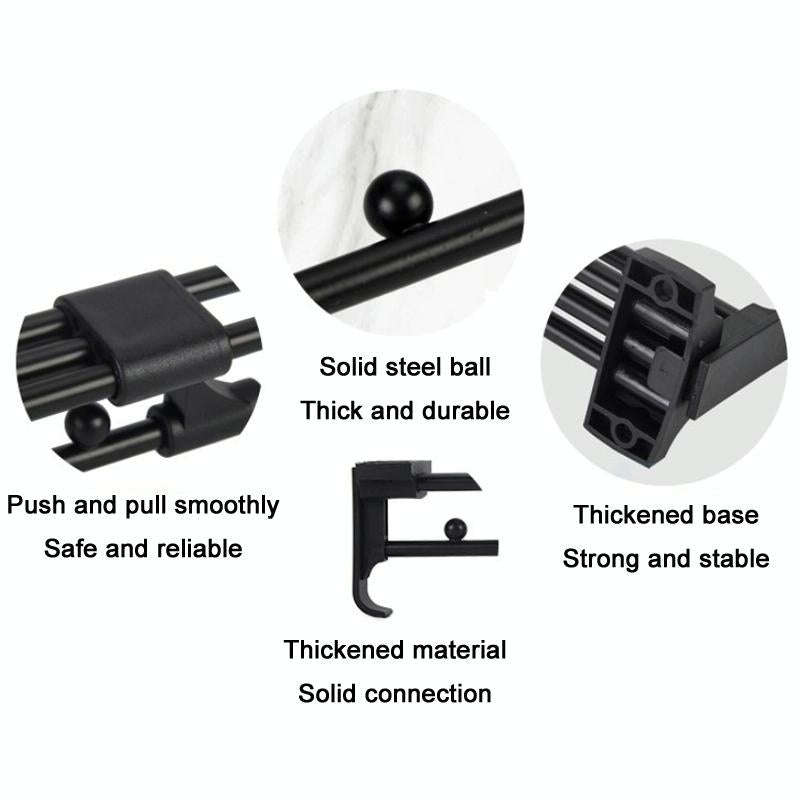 YO5C Monorail 6 Beads Wardrobe Hardware Push-Pull Hanging Rod Clothes Rail