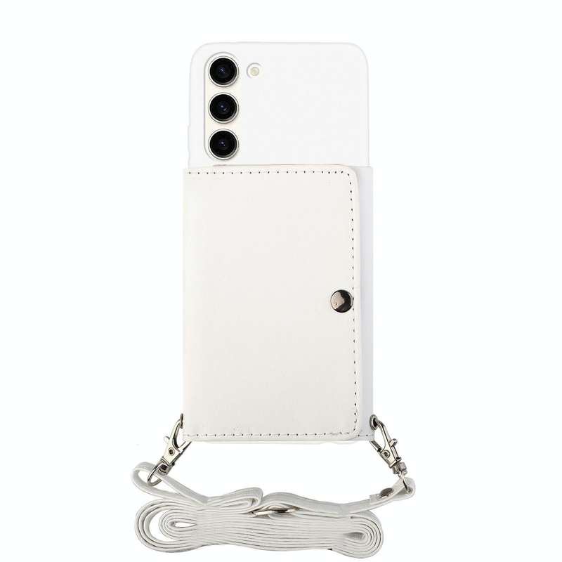 For Samsung Galaxy S23 5G Crossbody Lanyard Wallet Card Bag Phone Case(White)