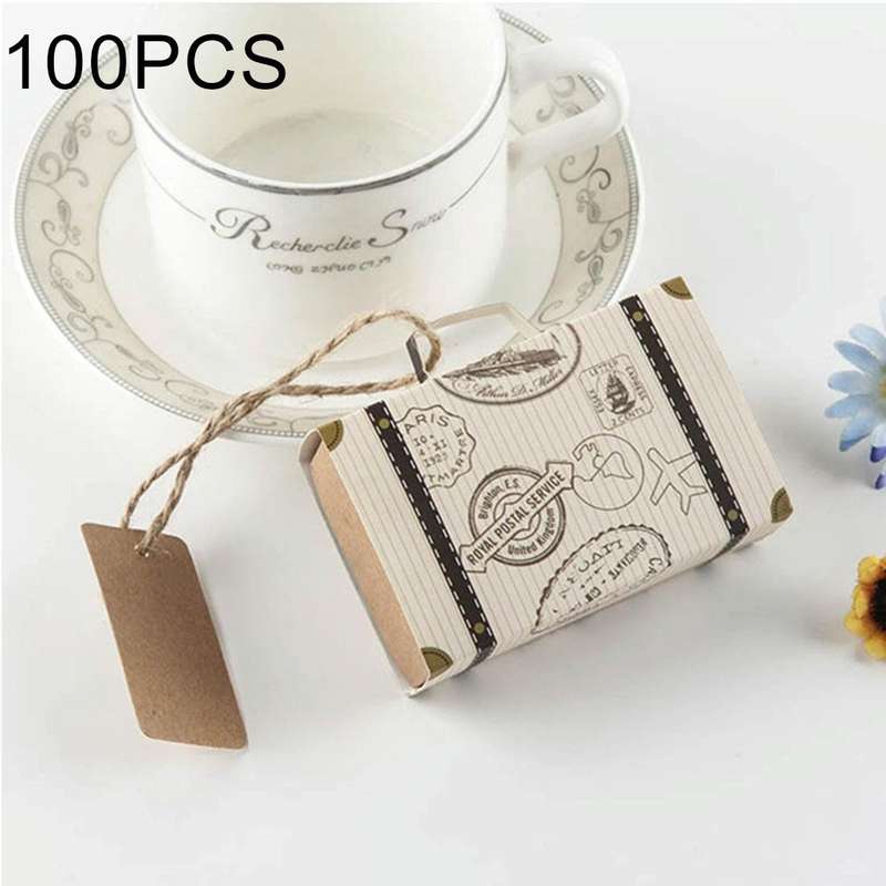 100 PCS Originality Wedding Mini Suitcase Sugar Box, Size: 8*5*2.5cm