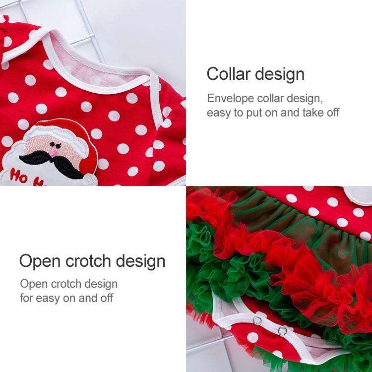Christmas Baby Short-sleeved Cartoon Print Romper Dress Baby Mesh Dress Tutu Skirt (Color:Snowfla...