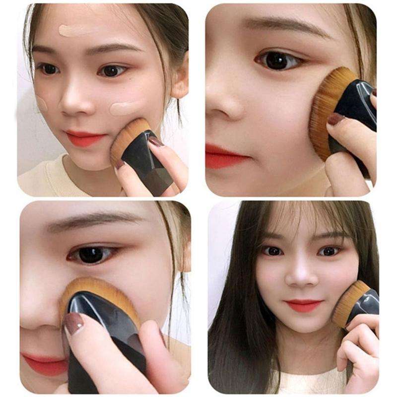 Petal Foundation Brush BB Cream Makeup Brushes Loose Powder Brush Flat Kit Pincel Maquiagem(Black)