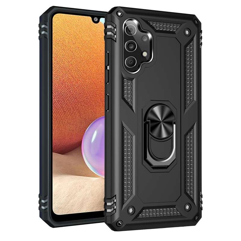 For Samsung Galaxy A53 / A53s Armor Shockproof Phone Case with Ring Holder(Black)