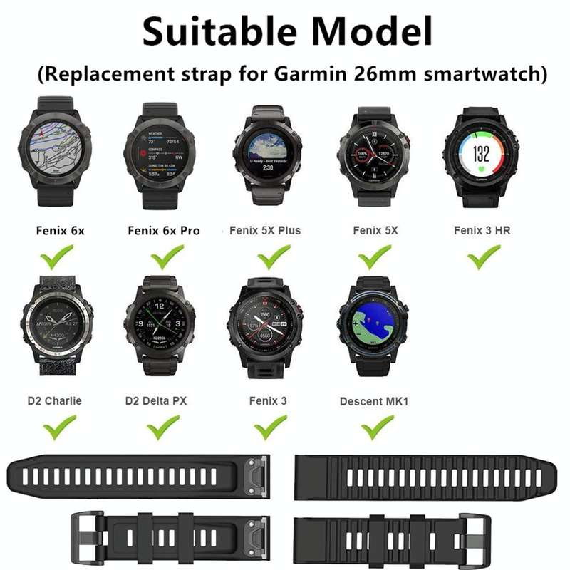 For Garmin Fenix 5x Puls 26mm Silicone Watch Band(Black)