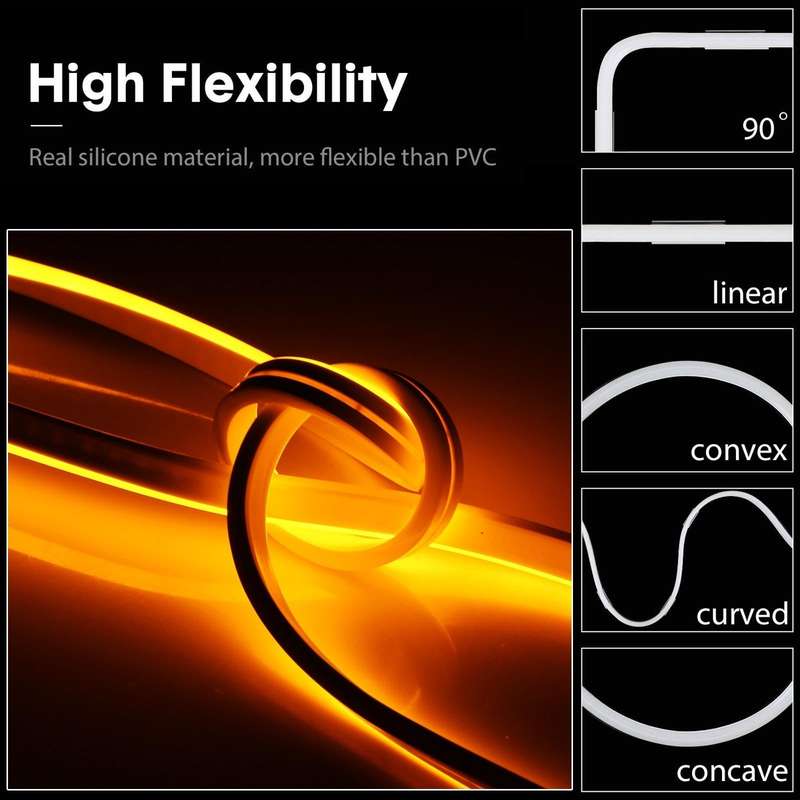 CJ-1206 12V 6A 5m IP65 Waterproof Silicone Neon LED Strip Light(Yellow)