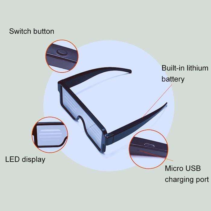 Night Club Bar Disco LED Light Emitting Glasses Festival Party USB Charging Shutter Dynamic Flash...