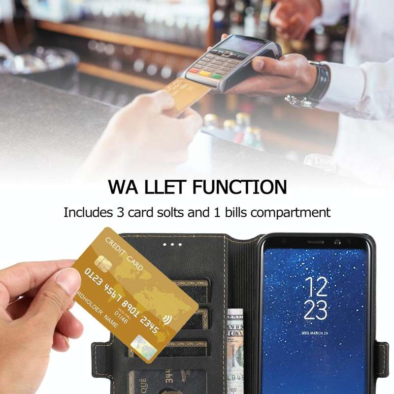 For Samsung Galaxy S8 Plus Retro Magnetic Closing Clasp Horizontal Flip Leather Case with Holder ...