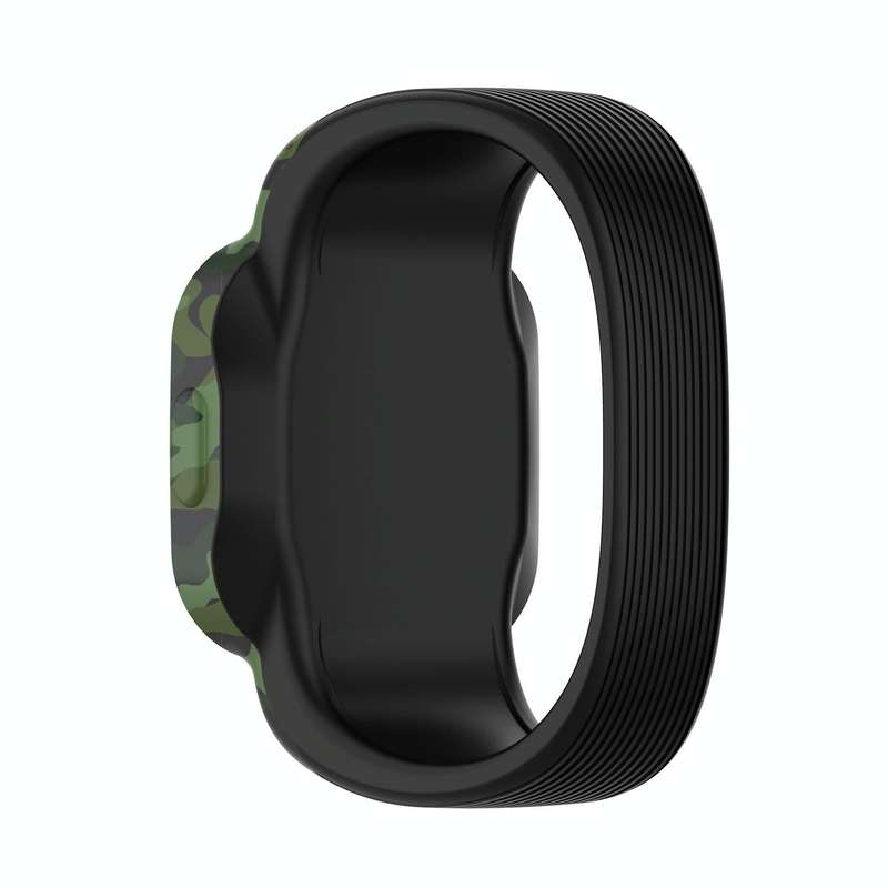 For Garmin Vivofit JR3 No Buckle Silicone Printing Watch Band, Size:S(Camouflage Green)