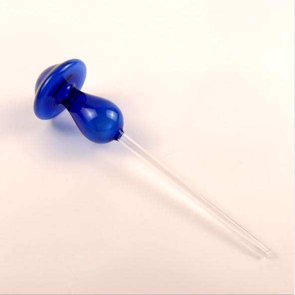 Mushroom Shape House Plants Flowers Water Feeder Automatic Self Watering Clear Glass Devices(Blue)