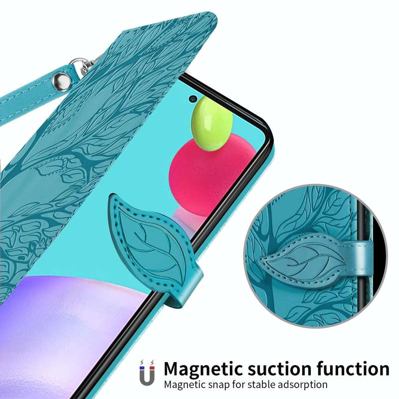 For Samsung Galaxy A33 5G Life of Tree Embossing Leather Phone Case(Blue)